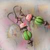 Blüten Ohrringe grün rosa - hypoallergene Niob Ohrhänger Lotos Bild 5