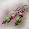 Blüten Ohrringe grün rosa - hypoallergene Niob Ohrhänger Lotos Bild 6