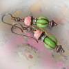 Blüten Ohrringe grün rosa - hypoallergene Niob Ohrhänger Lotos Bild 7