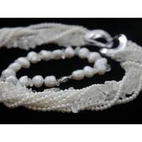 Perlencollier mit Bergkristall Brautschmuckset echte Perlen Bild 1