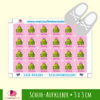 24 Schuhaufkleber | Frosch - rosa + Schutzfolie  - 3 x 3 cm Bild 1