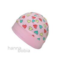 Mütze, Bündchenmütze, Kopfumfang 41 - 43 cm, Herzchen auf rosa Bild 1
