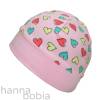 Mütze, Bündchenmütze, Kopfumfang 41 - 43 cm, Herzchen auf rosa Bild 2
