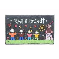 Türschild Familie aus Schiefer mit Name und Figuren personalisiert, Schieferschild, Familienschild, Haustürschild Bild 1