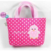 Tasche mit Namen Pinguin pink Sterne, Osterkörbchen, Täschchen Mädchen Bild 1