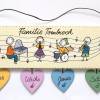 Türschild Familie personalisiert Holzschild Musikanten Namensschild mit Herzanhänger handbemalt Bild 3