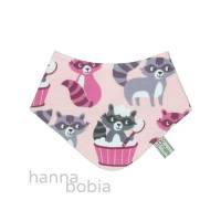 Baby-Halstuch, Dreieckstuch mit Waschbären auf rosa Bild 1
