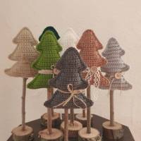 Tannenbaum gehäkelt, Weihnachtsbaum  weiss grau, Deko Weihnachten Winter, Advent Dekoration Bild 3