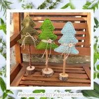 Tannenbaum gehäkelt, Weihnachtsbaum  weiss grau, Deko Weihnachten Winter, Advent Dekoration Bild 4