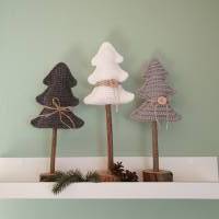 Tannenbaum gehäkelt, Weihnachtsbaum  weiss grau, Deko Weihnachten Winter, Advent Dekoration Bild 5