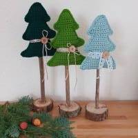 Tannenbaum gehäkelt, Weihnachtsbaum  weiss grau, Deko Weihnachten Winter, Advent Dekoration Bild 8