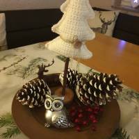 Tannenbaum gehäkelt, Weihnachtsbaum  weiss grau, Deko Weihnachten Winter, Advent Dekoration Bild 9