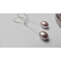 Ohrringe Perlen malve Creolen Silber elegant klassisch Hochzeitsschmuck Geschenk für Frauen Bild 1