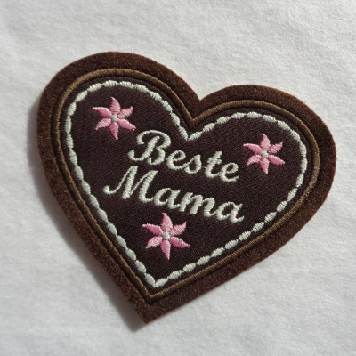 Applikation / Aufnäher Lebkuchenherz Beste Mama oder Bester Papa