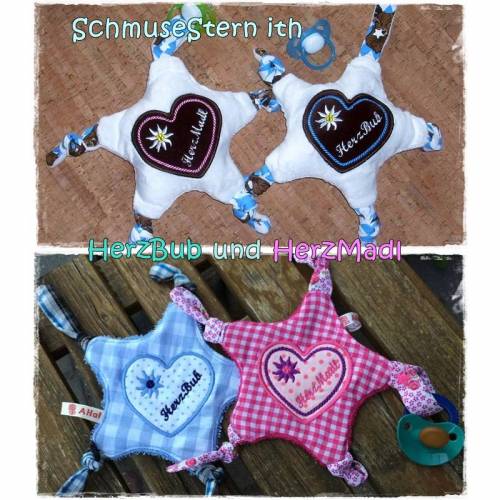 Schmusetuch Stern "HerzBub und HerzMadl" 13x18