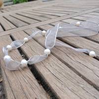 Stoffbänder mit Perlen, romantische Perlenketten, Seidenbänder Geschenke Bild 4