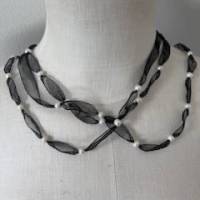 Stoffbänder mit Perlen, romantische Perlenketten, Seidenbänder Geschenke Bild 5