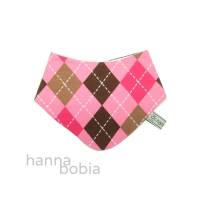 Baby-Halstuch, Dreieckstuch mit rosa-braunen Rauten Bild 1