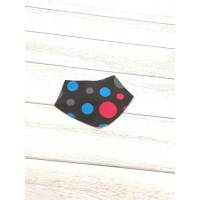 Baby Kleinkind Halstuch, Sabbertuch, Dreieckstuch dunkelgrau mit blauen und pinken Punkten Bild 1