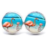 Ohrstecker Flamingos am Strand - verschiedene Größen - Edelstahl Bild 1