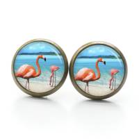 Ohrstecker Flamingos am Strand - verschiedene Größen - Edelstahl Bild 3