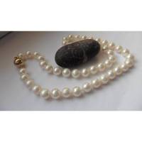 Perlenkette echte große runde weiße Perlen 8,5-9 mm zur Hochzeit Bild 1