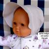 Babyhaube  Baby Bonnet, Baumwoll-Sonnenhut, Kinder-Sonnenhut, weißer Sonnenhut Baumwolle, Schute, Spitzen-Haube, Sommer-Mütze Baby Bild 3