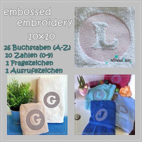 Stickdatei embossed Alphabet 10x10