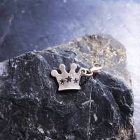 Anhänger Charm "Krone" aus 999 Silber, teils geschwärzt mit Sternen Bild 1