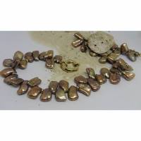 Perlenkette aus echten braunen Perlen, festliche extravagante Perlenkette mit 14 K Gold, Geschenk für Frauen Bild 1