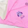 Babydecke mit Namen Kinderdecke Decke mit Namen Kuscheldecke personalisiert rosa weiß Eule Bild 3