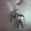 Perlen Ohrhänger, weisse und blaue Miniperlen mit Silberbrisur Bild 2