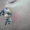 Perlen Ohrhänger, weisse und blaue Miniperlen mit Silberbrisur Bild 3