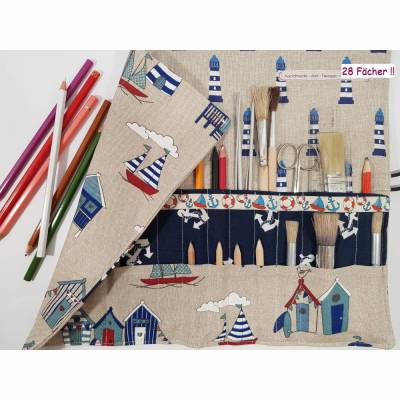 Rollmäppchen 28 Fächer Mäppchen Stifterolle Maritim blau Einschulung