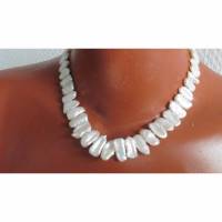 Perlencollier weiße Perlen echte  Keshi Perlen Hochzeitsschmuck Brautkette 10/22mm Bild 1