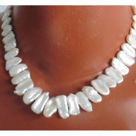 Perlencollier weiße Perlen echte  Keshi Perlen Hochzeitsschmuck Brautkette 10/22mm