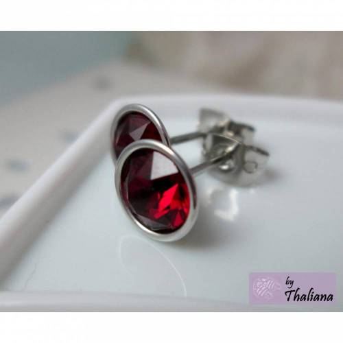 EDELROSE Ohrstecker hochwertig rot dunkelrot