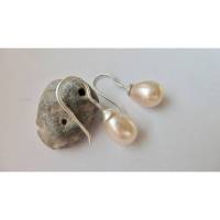 Perlenohrringe Ohrhänger echte ivory lachs Perlen 10x14 mm Geschenk für Frauen Tropfenperlen Brautschmuck Sterling Silber Geschenk Frauen Bild 1