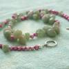 Frühling halblange Kette mit Perlen und Jade, Ostergeschenk, Geschenk Frauen Bild 1