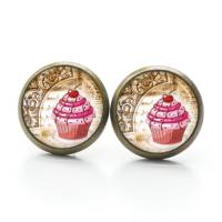 Ohrstecker Cupcake Muffin rosa mit Kirsche - verschiedene Größen - Edelstahl Bild 3