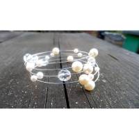 Armreif vierreihig, Perlen, Kristall, Glitzerarmband, Bild 1