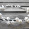 Schwebende Perlen auf leichtem Draht mit Silberschloß, zarter Schmuck, Hochzeitsschmuck Bild 6