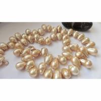 Festliche Perlenkette aus echten Perlen mit 14K-Goldverschluß extra lang, Geschenk für Frauen Bild 1