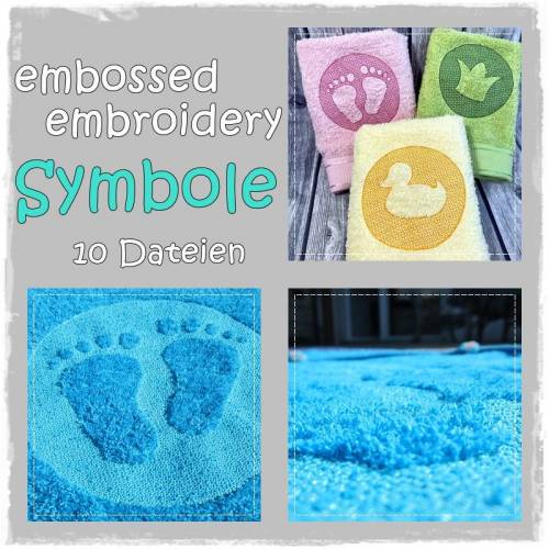 Stickdatei embossed Symbole 10x10