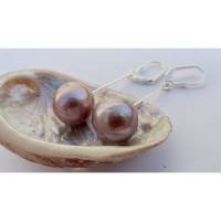 Perlen-Ohrringe aus  großen Edison-Perlen 13 mm rosa-lavendel Bild 1