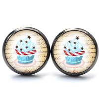 Ohrstecker Cupcake Muffin blau hellblau mit Schoko Sternen - verschiedene Größen - Edelstahl Bild 2