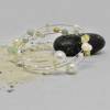 Dekorativer dreiteiliger Brautschmuck, zur Hochzeit schwebende Perlen als Ohrhänger, Kette und Armband, Keshi-Perlen, memory wire Bild 4
