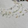 Dekorativer dreiteiliger Brautschmuck, zur Hochzeit schwebende Perlen als Ohrhänger, Kette und Armband, Keshi-Perlen, memory wire Bild 5