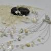 Dekorativer dreiteiliger Brautschmuck, zur Hochzeit schwebende Perlen als Ohrhänger, Kette und Armband, Keshi-Perlen, memory wire Bild 9