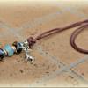 Pfeifenband aus Leder mit Perlen aus Keramik und Halbedelstein, Schlüsselband für die Hundepfeife Bild 3